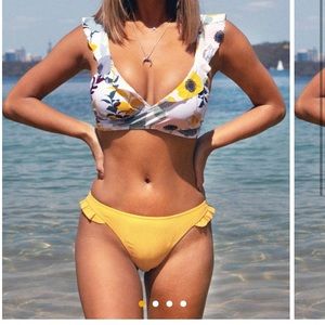 Yellow floral ruffle swim suit from CUPSHE